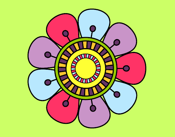 Dibujo Mandala en forma de flor pintado por solsticio