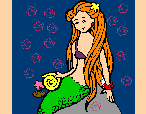 Dibujo Sirena con caracola pintado por emmabelen
