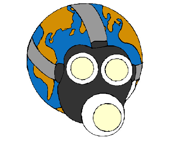 Tierra con máscara de gas.