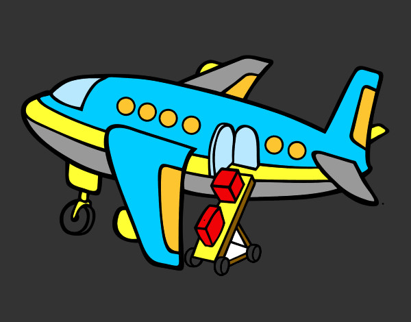 Dibujo Avión cargando equipaje pintado por hocel