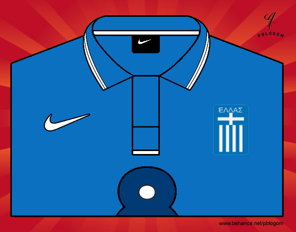 Dibujo Camiseta del mundial de fútbol 2014 de Grecia pintado por zeus1974