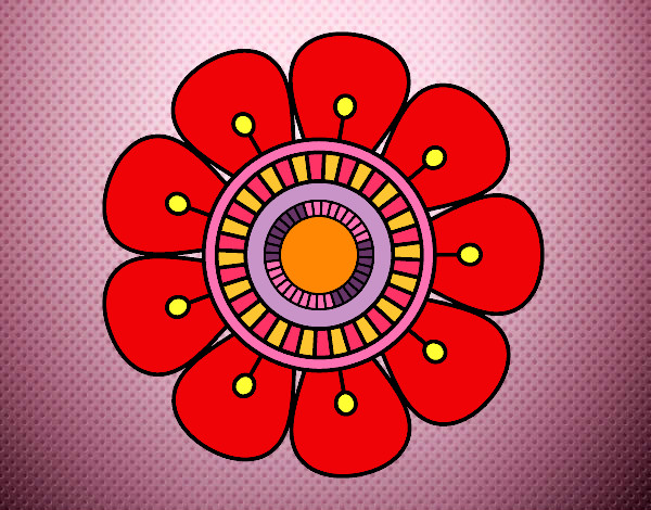 Dibujo Mandala en forma de flor pintado por MARIETEL 
