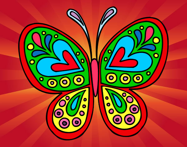 Dibujo Mandala mariposa pintado por maritzaosp