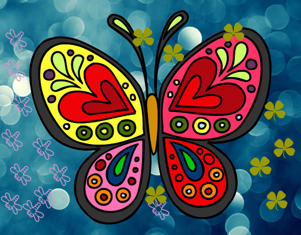 Dibujo Mandala mariposa pintado por 123abc