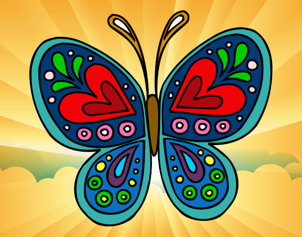 Dibujo Mandala mariposa pintado por MARIETEL 