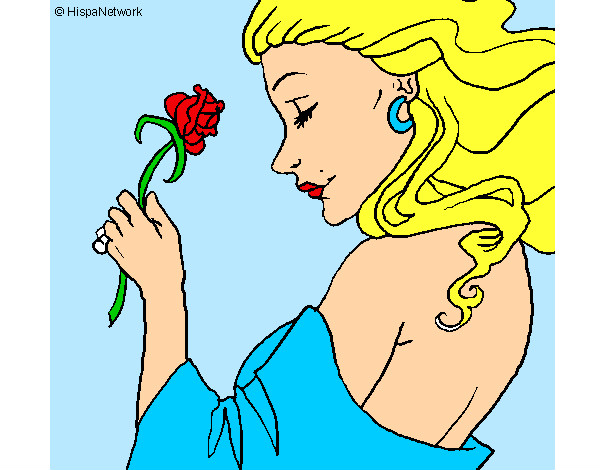 Dibujo Princesa con una rosa pintado por nahomylol