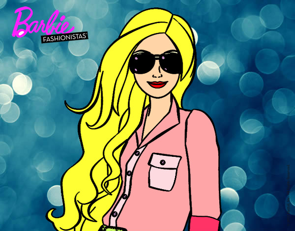 Dibujo Barbie con gafas de sol pintado por faber 