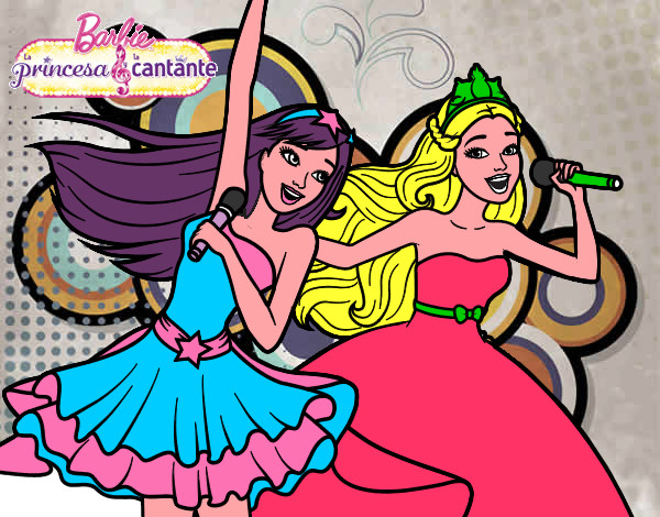 Dibujo Barbie y la princesa cantando pintado por tuyto14785