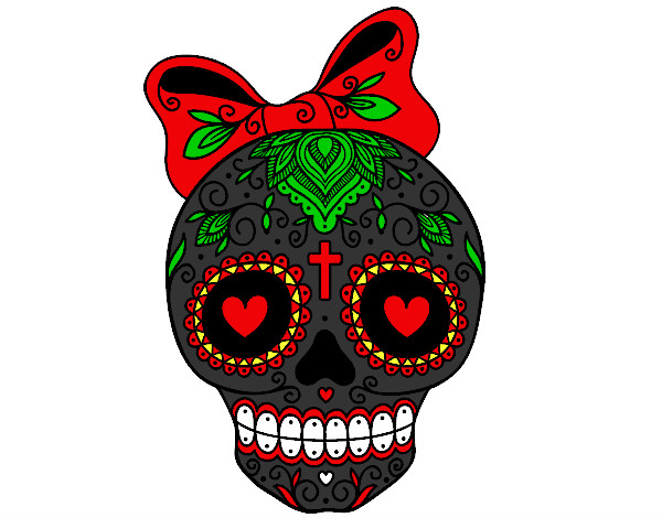 Dibujo Calavera mejicana con lazo pintado por marialex10