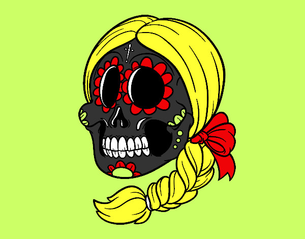 Dibujo Calavera mejicana con trenza pintado por marialex10