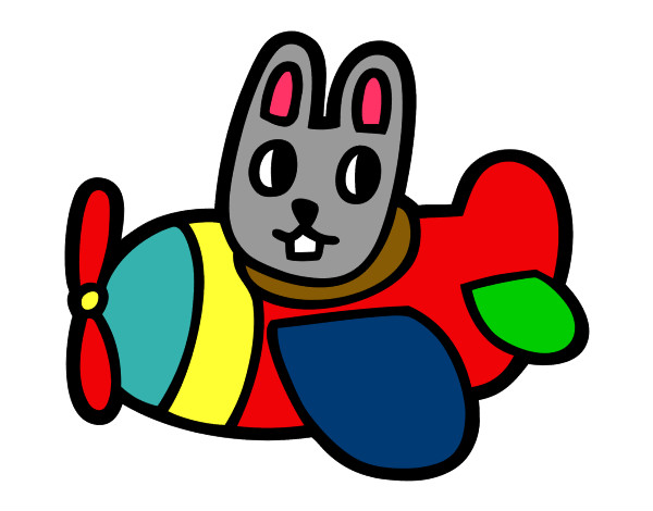 Dibujo Conejo en avión pintado por eltata