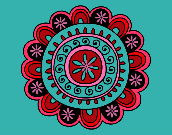 Dibujo Mandala alegre pintado por blanca