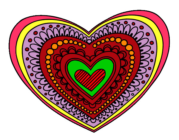 Dibujo Mandala corazón pintado por PsicoPitu
