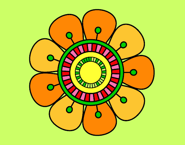 Dibujo Mandala en forma de flor pintado por florecitar