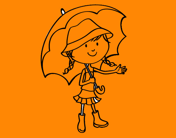 Dibujo Niña con paraguas pintado por Noe78