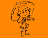 Dibujo Niña con paraguas pintado por Noe78