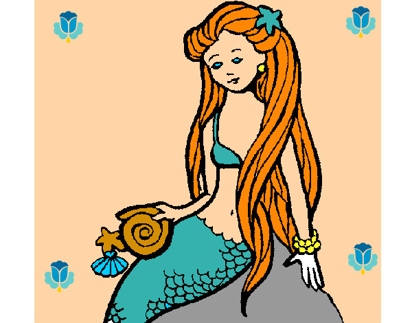 Dibujo Sirena con caracola pintado por erimy