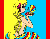 Dibujo Sirena y perla pintado por campa