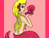 Dibujo Sirena y perla pintado por erimy