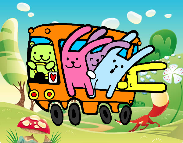 Dibujo Autobús de los conejos pintado por legend