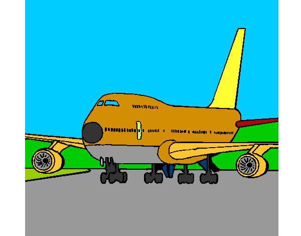 Dibujo Avión en pista pintado por Richilopez