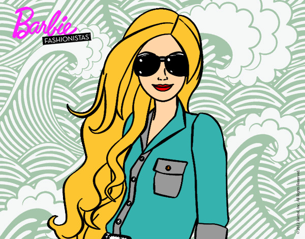 Dibujo Barbie con gafas de sol pintado por valeriskis