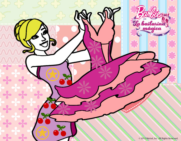 Dibujo Barbie y su vestido de ballet pintado por Lolimarti