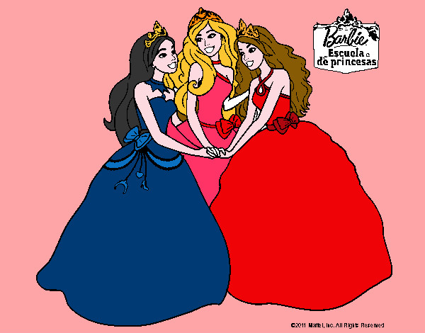 Dibujo Barbie y sus amigas princesas pintado por hanita501