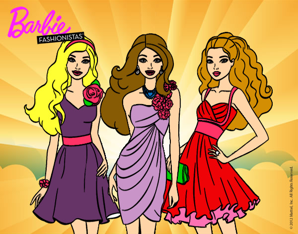 Dibujo Barbie y sus amigas vestidas de fiesta pintado por gabiagus87