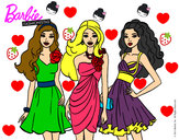 Dibujo Barbie y sus amigas vestidas de fiesta pintado por maid