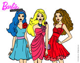Dibujo Barbie y sus amigas vestidas de fiesta pintado por vianey1