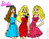 Dibujo Barbie y sus amigas vestidas de fiesta pintado por VictoriaZr