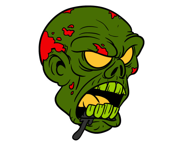 Dibujo Cabeza de zombi pintado por santizombi