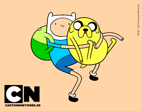 Dibujo Finn y Jake abrazados pintado por Ruben9