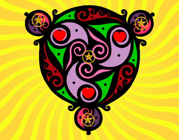 Dibujo Mandala con tres puntas pintado por CorinaRebe