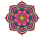Dibujo Mandala flor oriental pintado por tamiz  