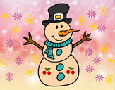 Dibujo Muñeco de nieve con sombrero pintado por barazarte