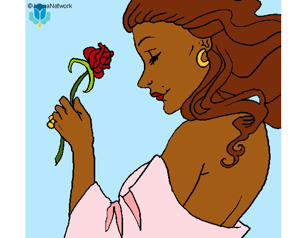 Dibujo Princesa con una rosa pintado por Sofinfa