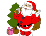 Dibujo Santa Claus y un árbol de navidad pintado por stefany_m
