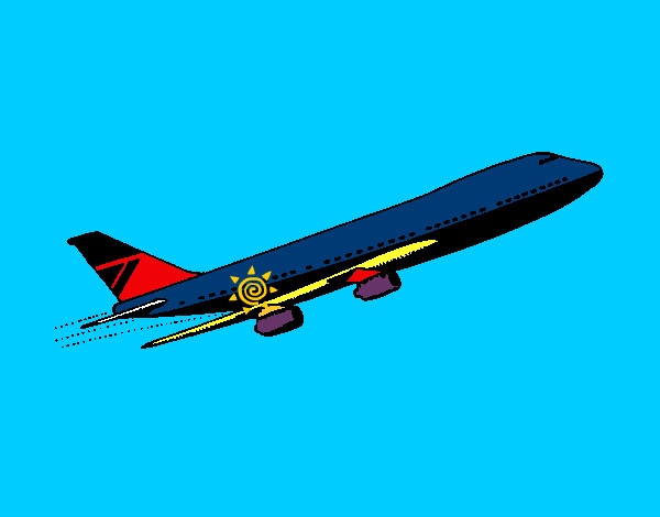 Dibujo Avión en el aire pintado por solez