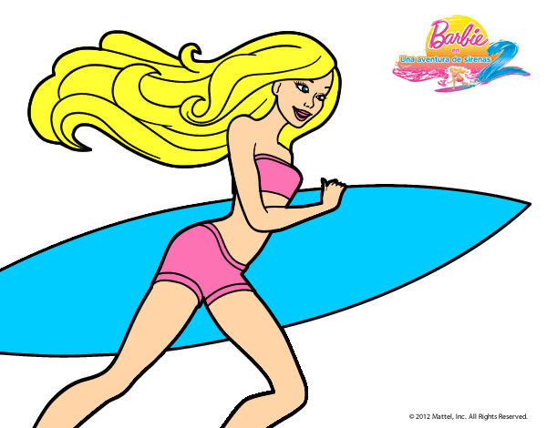 Dibujo Barbie corre al agua pintado por lucelena07
