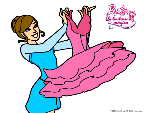 Dibujo Barbie y su vestido de ballet pintado por manitas478