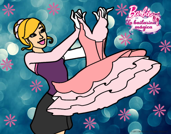 Dibujo Barbie y su vestido de ballet pintado por simenaa