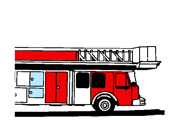 Dibujo Camión de bomberos con escalera pintado por piran