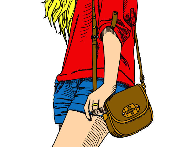 Dibujo Chica con bolso pintado por marina9