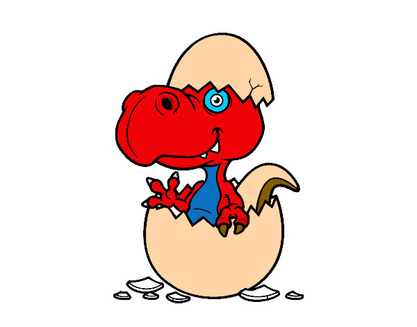 Dibujo Dino saliendo del huevo pintado por solez