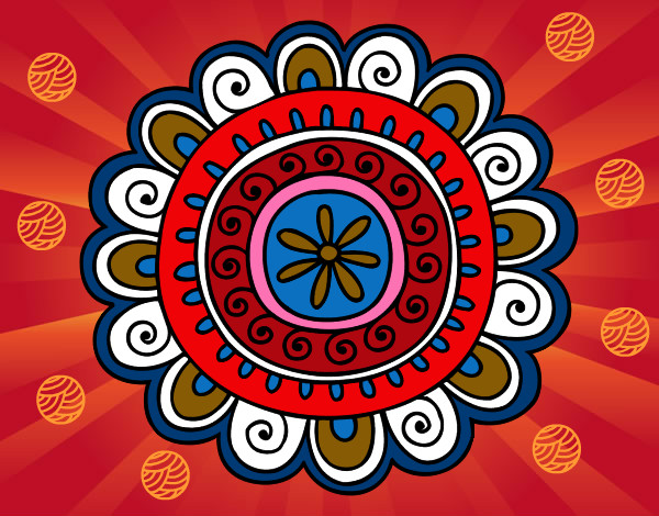 Dibujo Mandala alegre pintado por pangu