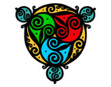 Dibujo Mandala con tres puntas pintado por colorino