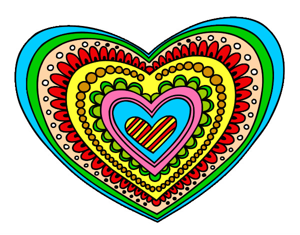 Dibujo Mandala corazón pintado por tabalupe