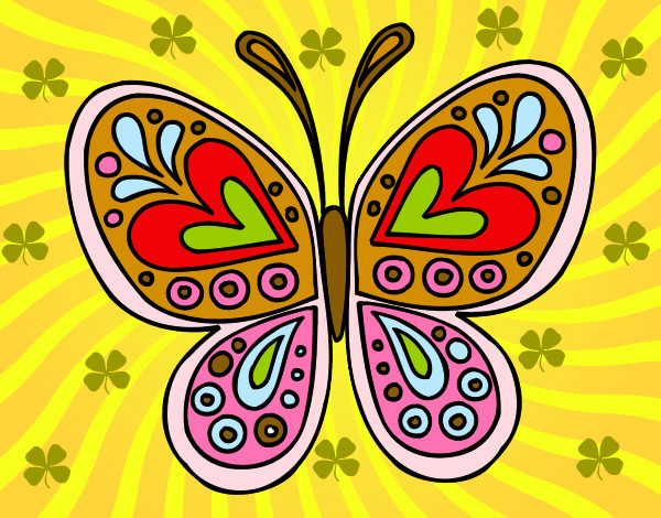Dibujo Mandala mariposa pintado por pangu